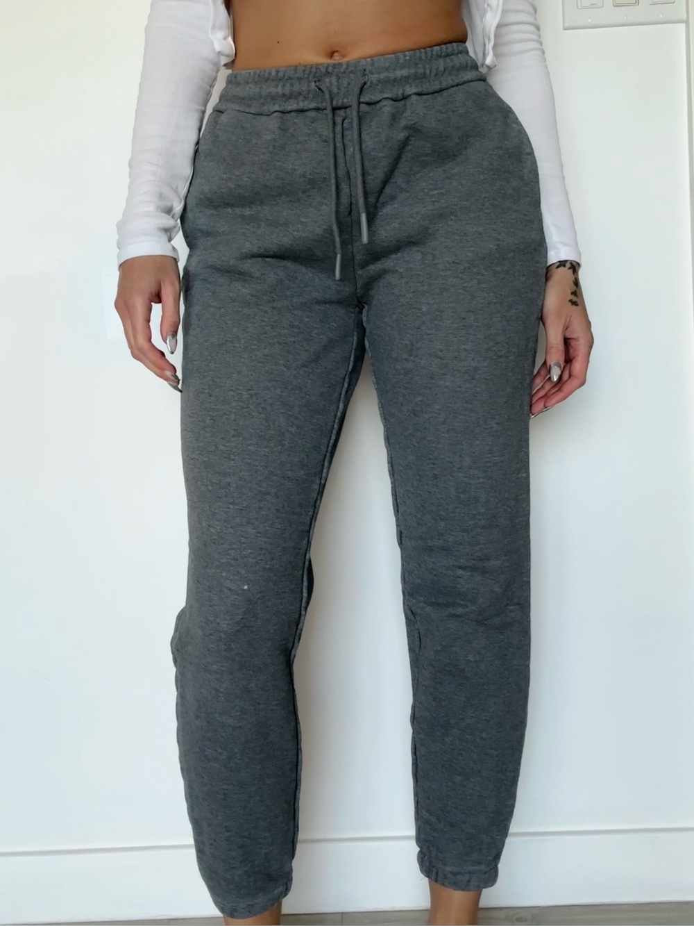 Charcoal Gray Women's Drawstring Joggers